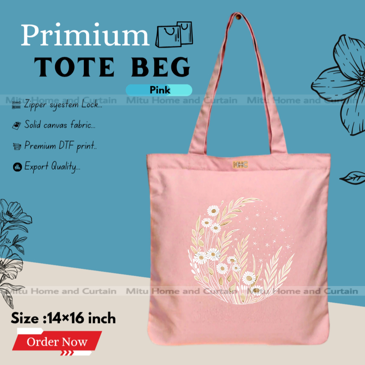 Buy Premium Tote Bag with Zipper Canvas Tote Bag for Women Trendy Shopping Bag / College Bag / University Bag Tote Bag, Canvas Bag with Zipper  at Best Price In Bangladesh