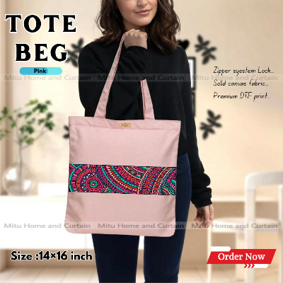 Buy Premium Tote Bag with Zipper Canvas Tote Bag for Women Trendy Shopping Bag / College Bag / University Bag Tote Bag, Canvas Bag with Zipper  at Best Price In Bangladesh