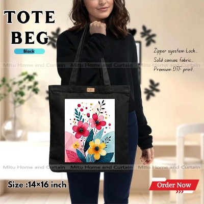 Buy Premium Tote Bag with Zipper Canvas Tote Bag for Women Trendy Shopping Bag / College Bag / University Bag Tote Bag, Canvas Bag with Zipper  at Best Price In Bangladesh