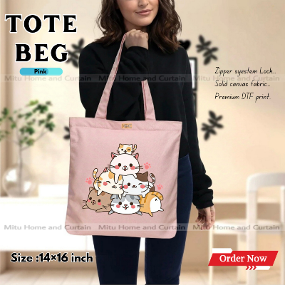 Buy Premium Tote Bag with Zipper Canvas Tote Bag for Women Trendy Shopping Bag / College Bag / University Bag Tote Bag, Canvas Bag with Zipper  at Best Price In Bangladesh