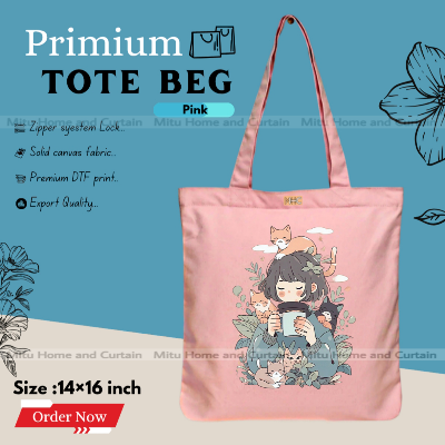 Buy Premium Tote Bag with Zipper Canvas Tote Bag for Women Trendy Shopping Bag / College Bag / University Bag Tote Bag, Canvas Bag with Zipper  at Best Price In Bangladesh