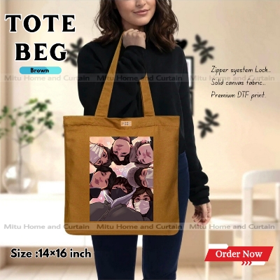 Buy Premium Tote Bag with Zipper Canvas Tote Bag for Women Trendy Shopping Bag / College Bag / University Bag Tote Bag, Canvas Bag with Zipper  at Best Price In Bangladesh
