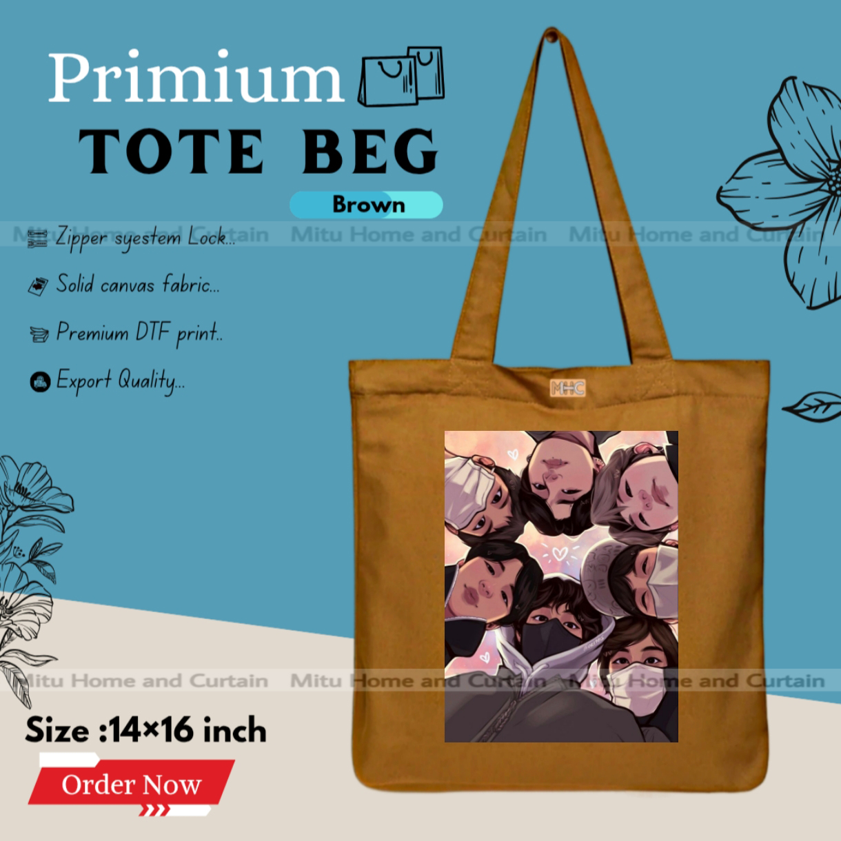 Buy Premium Tote Bag with Zipper Canvas Tote Bag for Women Trendy Shopping Bag / College Bag / University Bag Tote Bag, Canvas Bag with Zipper  at Best Price In Bangladesh