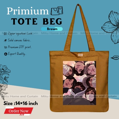 Buy Premium Tote Bag with Zipper Canvas Tote Bag for Women Trendy Shopping Bag / College Bag / University Bag Tote Bag, Canvas Bag with Zipper  at Best Price In Bangladesh