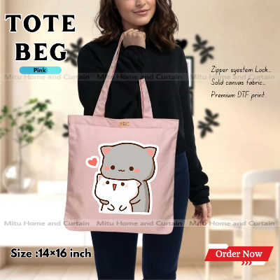 Buy Premium Tote Bag with Zipper Canvas Tote Bag for Women Trendy Shopping Bag / College Bag / University Bag Tote Bag, Canvas Bag with Zipper  at Best Price In Bangladesh