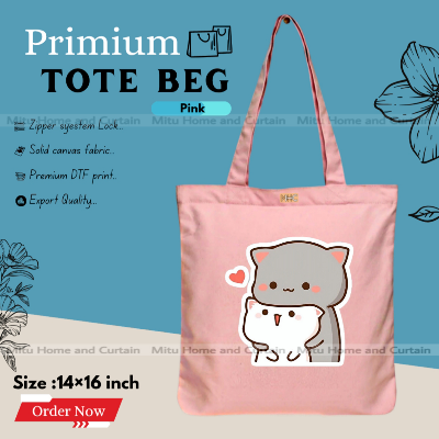 Buy Premium Tote Bag with Zipper Canvas Tote Bag for Women Trendy Shopping Bag / College Bag / University Bag Tote Bag, Canvas Bag with Zipper  at Best Price In Bangladesh