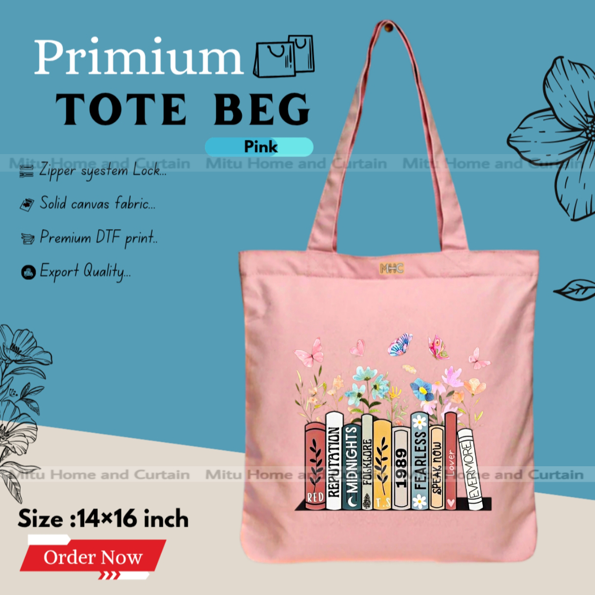 Buy Premium Tote Bag with Zipper Canvas Tote Bag for Women Trendy Shopping Bag / College Bag / University Bag Tote Bag, Canvas Bag with Zipper  at Best Price In Bangladesh