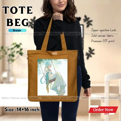 Buy Premium Tote Bag with Zipper Canvas Tote Bag for Women Trendy Shopping Bag / College Bag / University Bag Tote Bag, Canvas Bag with Zipper  at Best Price In Bangladesh
