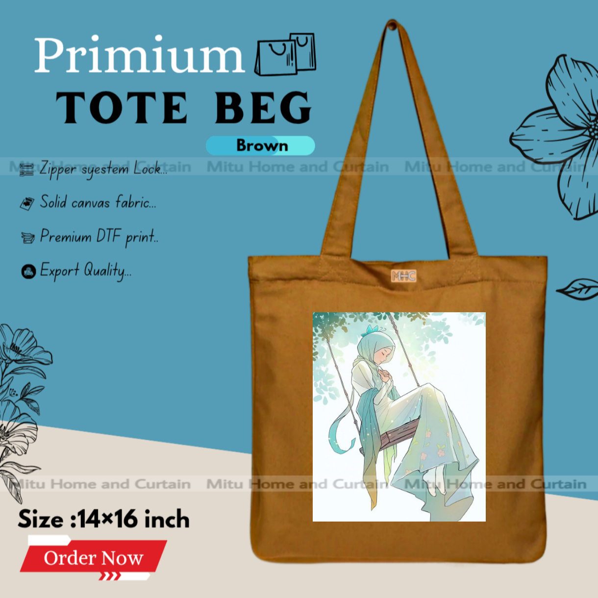 Buy Premium Tote Bag with Zipper Canvas Tote Bag for Women Trendy Shopping Bag / College Bag / University Bag Tote Bag, Canvas Bag with Zipper  at Best Price In Bangladesh