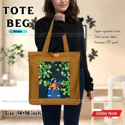Buy Premium Tote Bag with Zipper Canvas Tote Bag for Women Trendy Shopping Bag / College Bag / University Bag Tote Bag, Canvas Bag with Zipper  at Best Price In Bangladesh