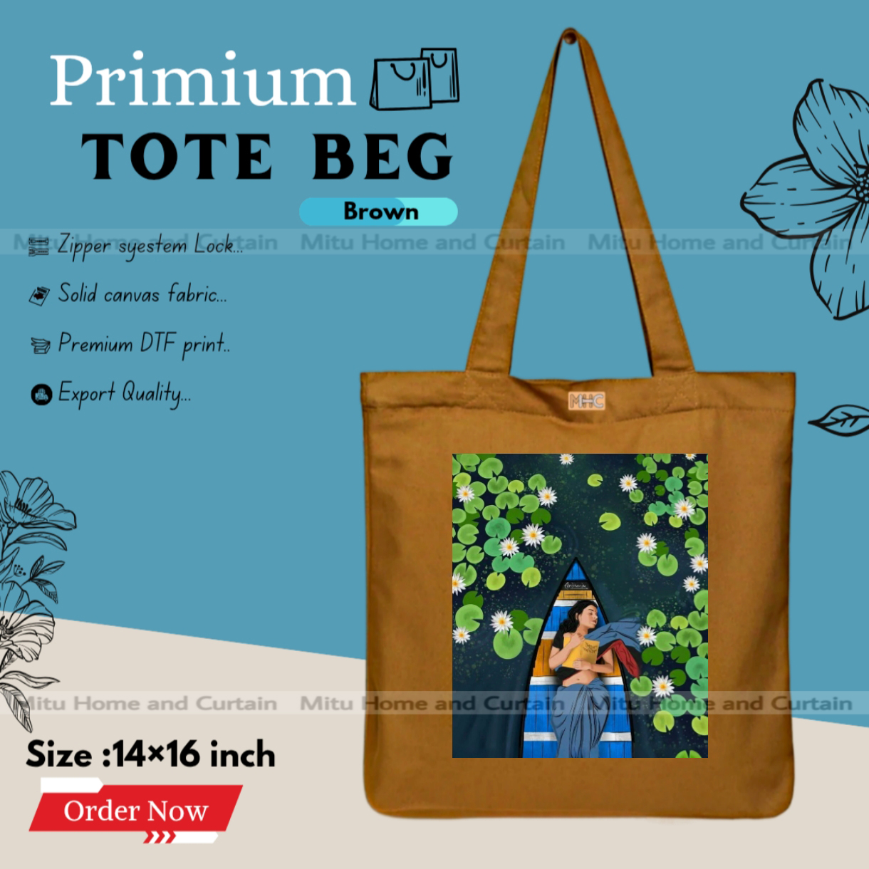 Buy Premium Tote Bag with Zipper Canvas Tote Bag for Women Trendy Shopping Bag / College Bag / University Bag Tote Bag, Canvas Bag with Zipper  at Best Price In Bangladesh