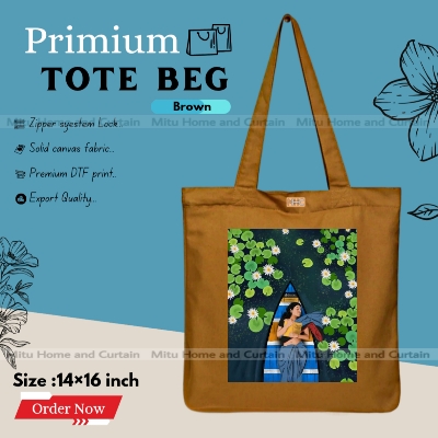 Buy Premium Tote Bag with Zipper Canvas Tote Bag for Women Trendy Shopping Bag / College Bag / University Bag Tote Bag, Canvas Bag with Zipper  at Best Price In Bangladesh