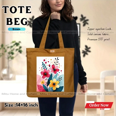 Buy Premium Tote Bag with Zipper Canvas Tote Bag for Women Trendy Shopping Bag / College Bag / University Bag Tote Bag, Canvas Bag with Zipper  at Best Price In Bangladesh