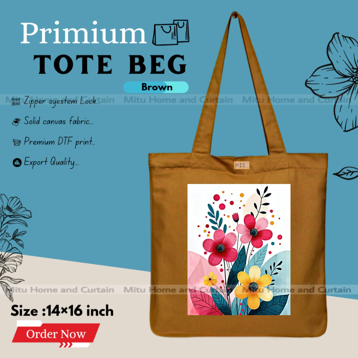 Buy Premium Tote Bag with Zipper Canvas Tote Bag for Women Trendy Shopping Bag / College Bag / University Bag Tote Bag, Canvas Bag with Zipper  at Best Price In Bangladesh