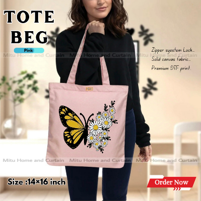 Buy Premium Tote Bag with Zipper Canvas Tote Bag for Women Trendy Shopping Bag / College Bag / University Bag Tote Bag, Canvas Bag with Zipper  at Best Price In Bangladesh