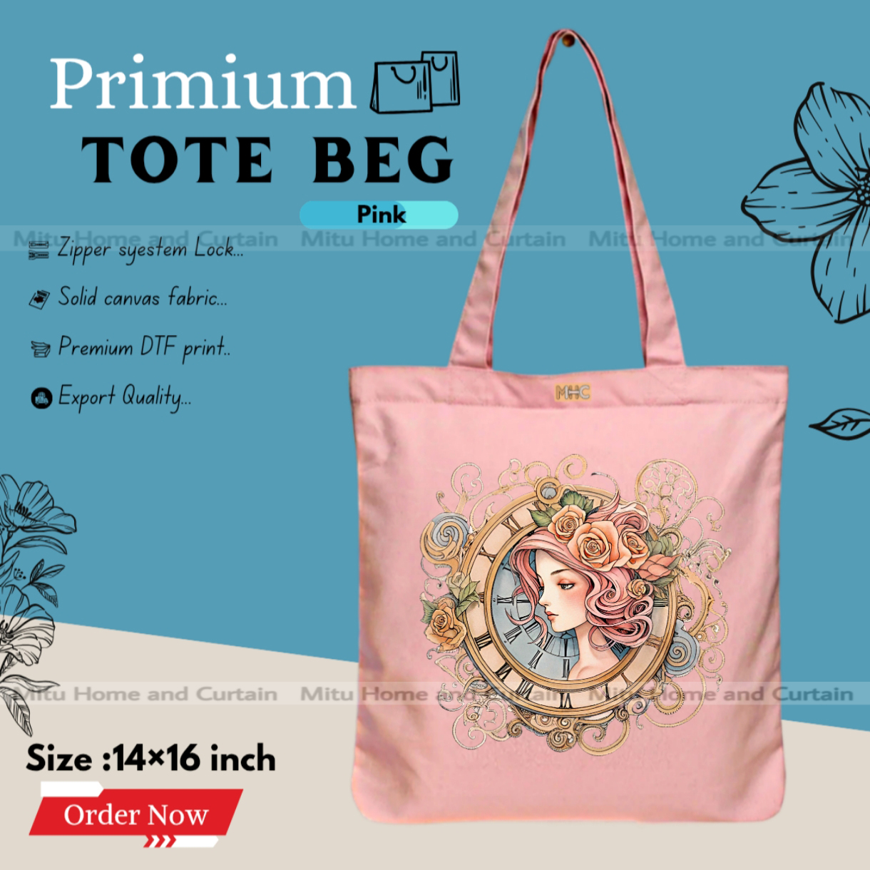 Buy Premium Tote Bag with Zipper Canvas Tote Bag for Women Trendy Shopping Bag / College Bag / University Bag Tote Bag, Canvas Bag with Zipper  at Best Price In Bangladesh