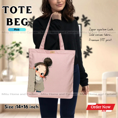 Buy Premium Tote Bag with Zipper Canvas Tote Bag for Women Trendy Shopping Bag / College Bag / University Bag Tote Bag, Canvas Bag with Zipper  at Best Price In Bangladesh