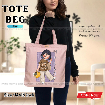 Buy Premium Tote Bag with Zipper Canvas Tote Bag for Women Trendy Shopping Bag / College Bag / University Bag Tote Bag, Canvas Bag with Zipper  at Best Price In Bangladesh