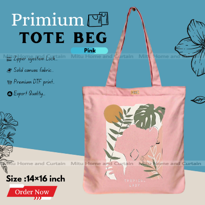 Buy Premium Tote Bag with Zipper Canvas Tote Bag for Women Trendy Shopping Bag / College Bag / University Bag Tote Bag, Canvas Bag with Zipper  at Best Price In Bangladesh