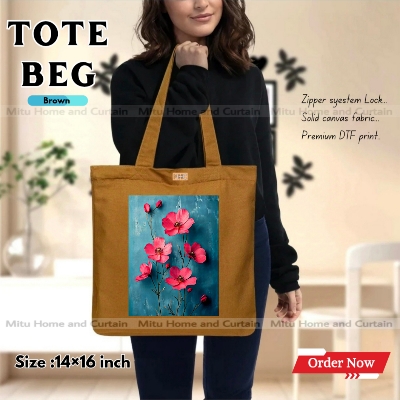 Buy Premium Tote Bag with Zipper Canvas Tote Bag for Women Trendy Shopping Bag / College Bag / University Bag Tote Bag, Canvas Bag with Zipper  at Best Price In Bangladesh