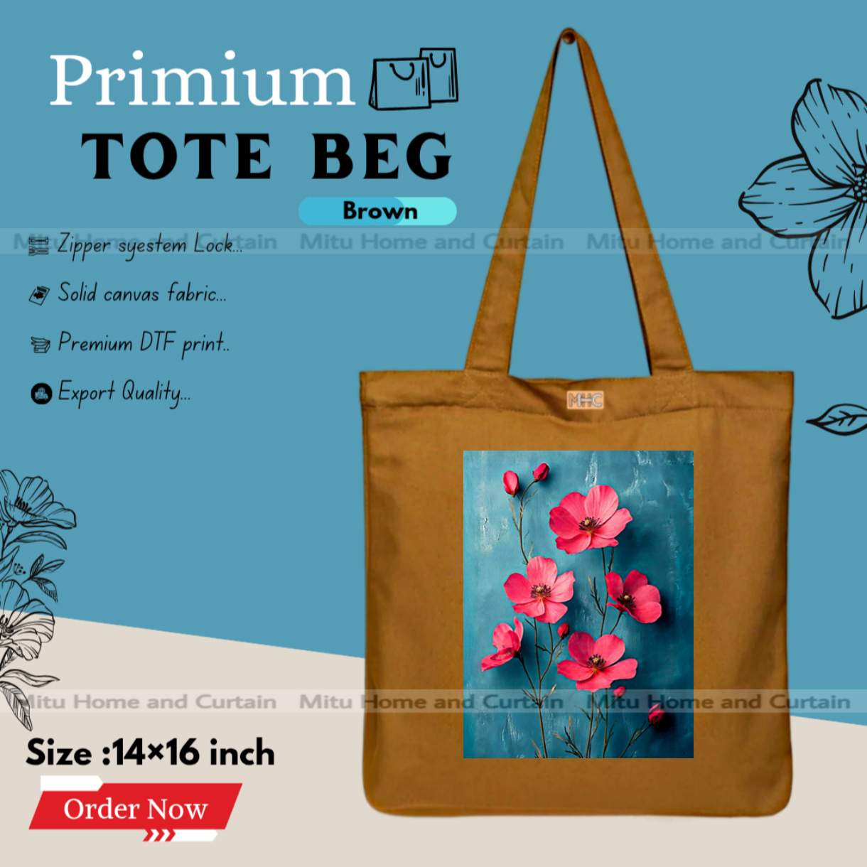 Buy Premium Tote Bag with Zipper Canvas Tote Bag for Women Trendy Shopping Bag / College Bag / University Bag Tote Bag, Canvas Bag with Zipper  at Best Price In Bangladesh