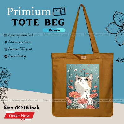 Buy Premium Tote Bag with Zipper Canvas Tote Bag for Women Trendy Shopping Bag / College Bag / University Bag Tote Bag, Canvas Bag with Zipper  at Best Price In Bangladesh