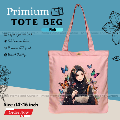 Buy Premium Tote Bag with Zipper Canvas Tote Bag for Women Trendy Shopping Bag / College Bag / University Bag Tote Bag, Canvas Bag with Zipper  at Best Price In Bangladesh