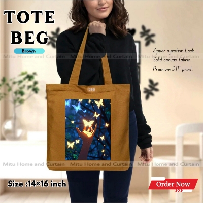Buy Premium Tote Bag with Zipper Canvas Tote Bag for Women Trendy Shopping Bag / College Bag / University Bag Tote Bag, Canvas Bag with Zipper  at Best Price In Bangladesh