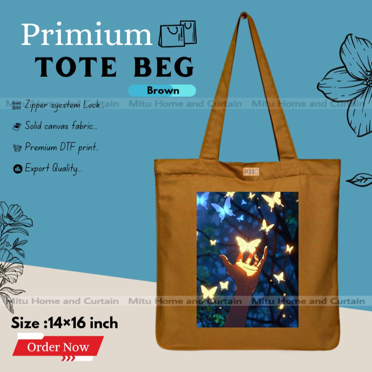 Buy Premium Tote Bag with Zipper Canvas Tote Bag for Women Trendy Shopping Bag / College Bag / University Bag Tote Bag, Canvas Bag with Zipper  at Best Price In Bangladesh