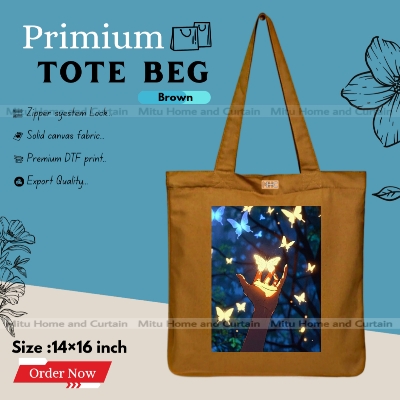 Buy Premium Tote Bag with Zipper Canvas Tote Bag for Women Trendy Shopping Bag / College Bag / University Bag Tote Bag, Canvas Bag with Zipper  at Best Price In Bangladesh