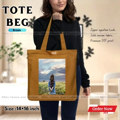 Buy Premium Tote Bag with Zipper Canvas Tote Bag for Women Trendy Shopping Bag / College Bag / University Bag Tote Bag, Canvas Bag with Zipper  at Best Price In Bangladesh