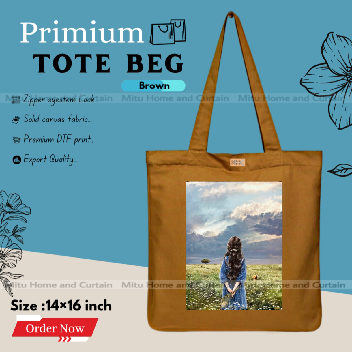 Buy Premium Tote Bag with Zipper Canvas Tote Bag for Women Trendy Shopping Bag / College Bag / University Bag Tote Bag, Canvas Bag with Zipper  at Best Price In Bangladesh