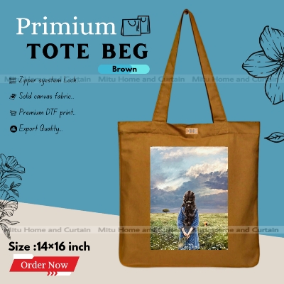 Buy Premium Tote Bag with Zipper Canvas Tote Bag for Women Trendy Shopping Bag / College Bag / University Bag Tote Bag, Canvas Bag with Zipper  at Best Price In Bangladesh
