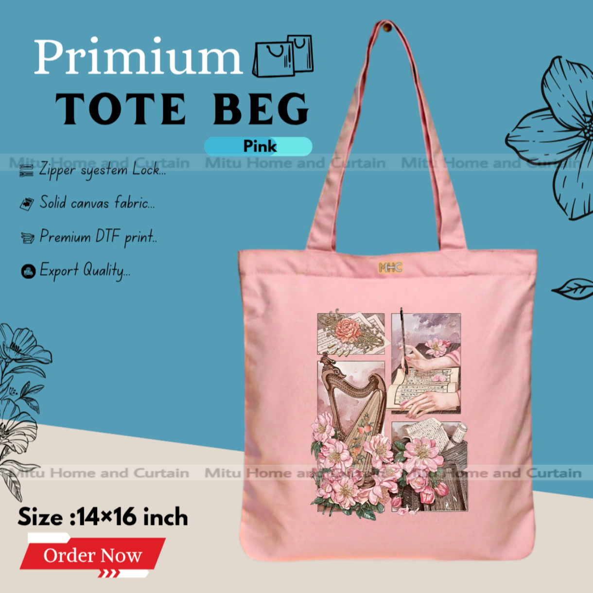 Buy Premium Tote Bag with Zipper Canvas Tote Bag for Women Trendy Shopping Bag / College Bag / University Bag Tote Bag, Canvas Bag with Zipper  at Best Price In Bangladesh