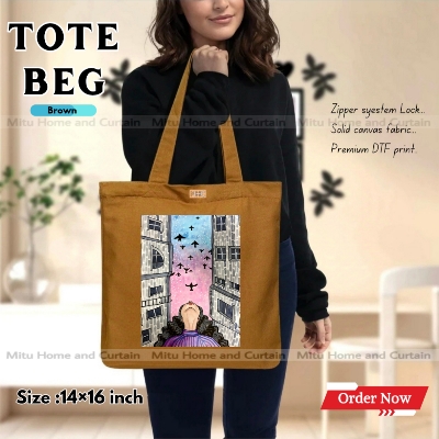 Buy Premium Tote Bag with Zipper Canvas Tote Bag for Women Trendy Shopping Bag / College Bag / University Bag Tote Bag, Canvas Bag with Zipper  at Best Price In Bangladesh