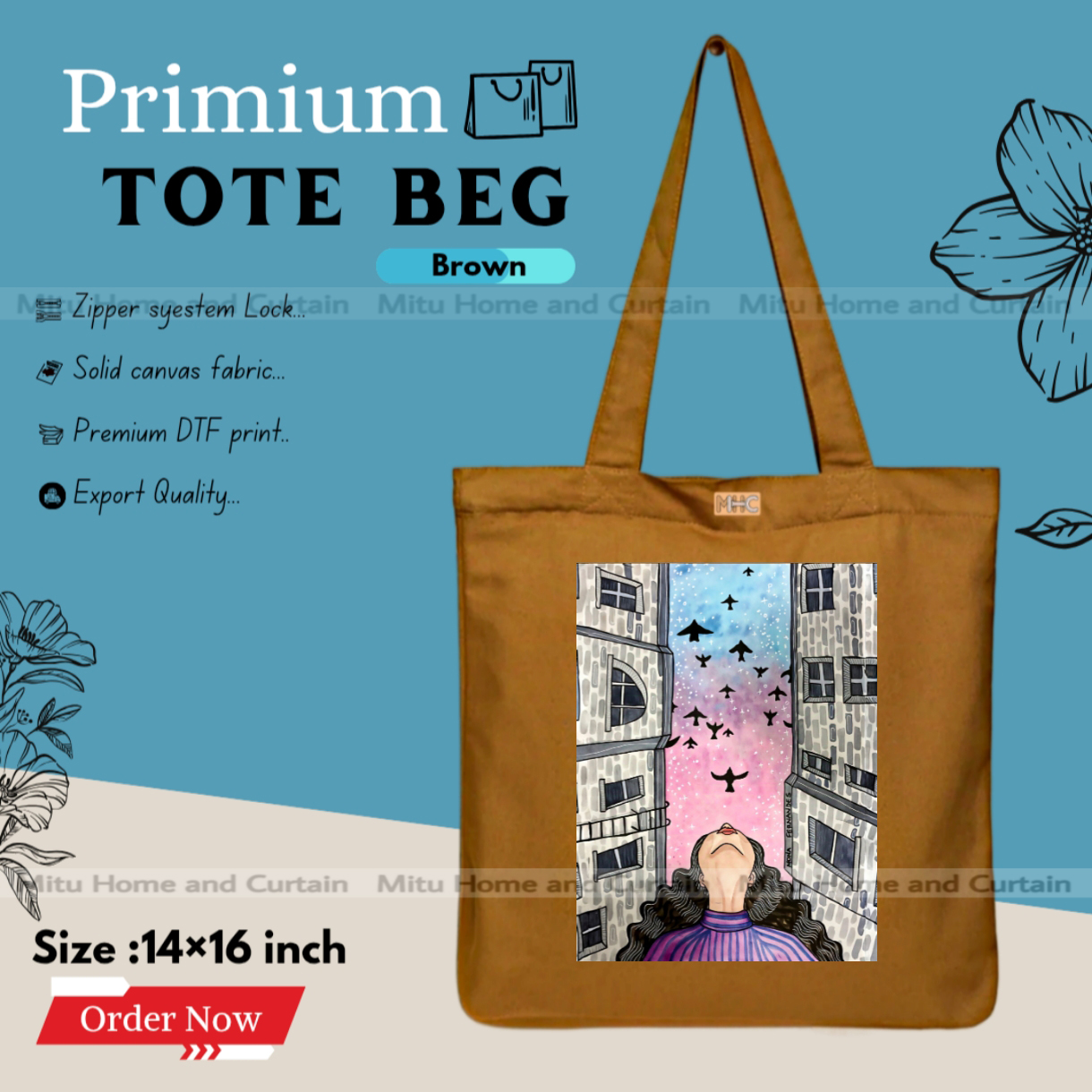 Buy Premium Tote Bag with Zipper Canvas Tote Bag for Women Trendy Shopping Bag / College Bag / University Bag Tote Bag, Canvas Bag with Zipper  at Best Price In Bangladesh