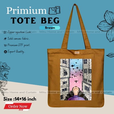 Buy Premium Tote Bag with Zipper Canvas Tote Bag for Women Trendy Shopping Bag / College Bag / University Bag Tote Bag, Canvas Bag with Zipper  at Best Price In Bangladesh