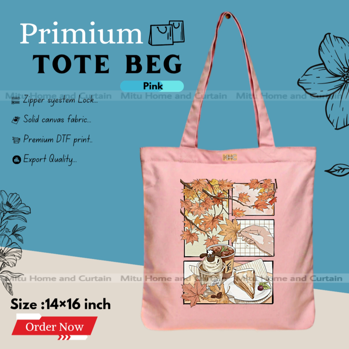 Buy Premium Tote Bag with Zipper Canvas Tote Bag for Women Trendy Shopping Bag / College Bag / University Bag Tote Bag, Canvas Bag with Zipper  at Best Price In Bangladesh