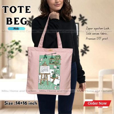 Buy Premium Tote Bag with Zipper Canvas Tote Bag for Women Trendy Shopping Bag / College Bag / University Bag Tote Bag, Canvas Bag with Zipper  at Best Price In Bangladesh