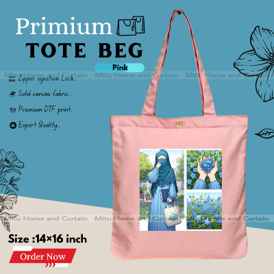 Buy Premium Tote Bag with Zipper Canvas Tote Bag for Women Trendy Shopping Bag / College Bag / University Bag Tote Bag, Canvas Bag with Zipper  at Best Price In Bangladesh