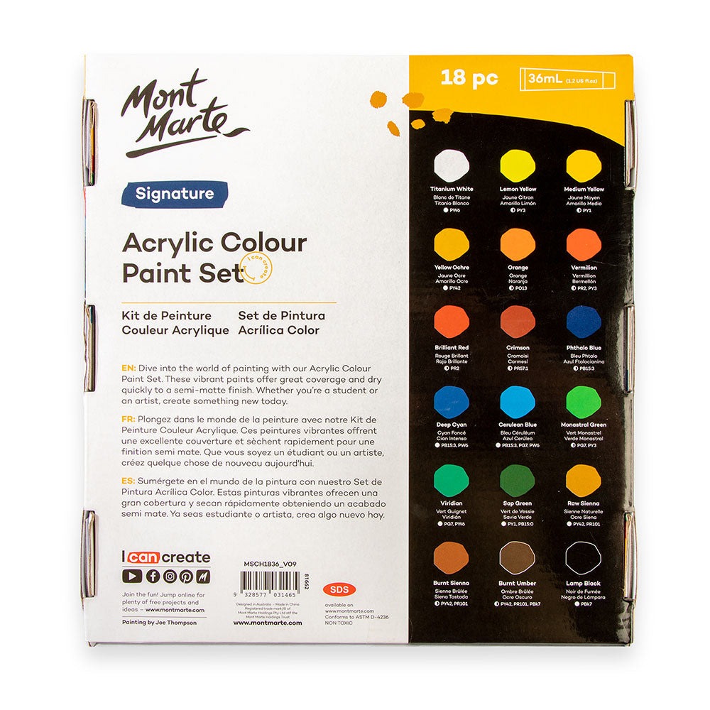 Buy Mont Marte Acrylic Color Paint Set 18pc*36ml at Best Prices in Bangladesh