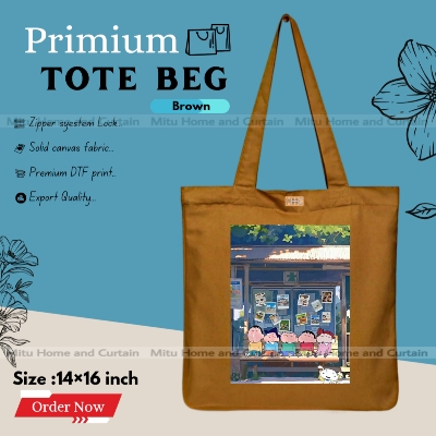 Buy Premium Tote Bag with Zipper Canvas Tote Bag for Women Trendy Shopping Bag / College Bag / University Bag Tote Bag, Canvas Bag with Zipper  at Best Price In Bangladesh