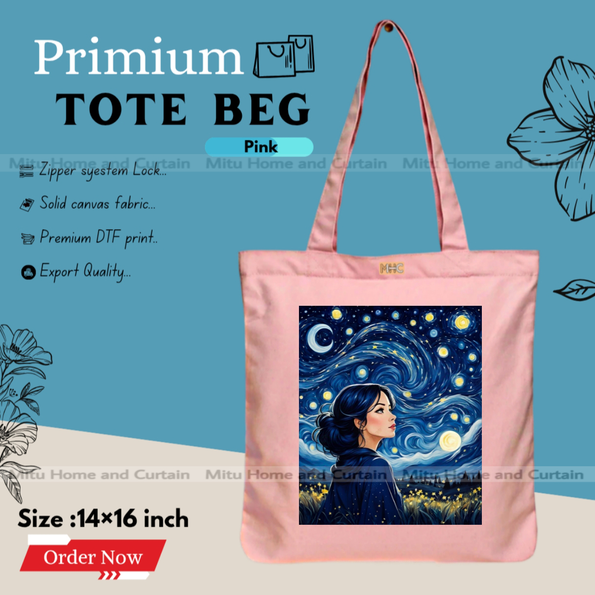 Buy Premium Tote Bag with Zipper Canvas Tote Bag for Women Trendy Shopping Bag / College Bag / University Bag Tote Bag, Canvas Bag with Zipper  at Best Price In Bangladesh