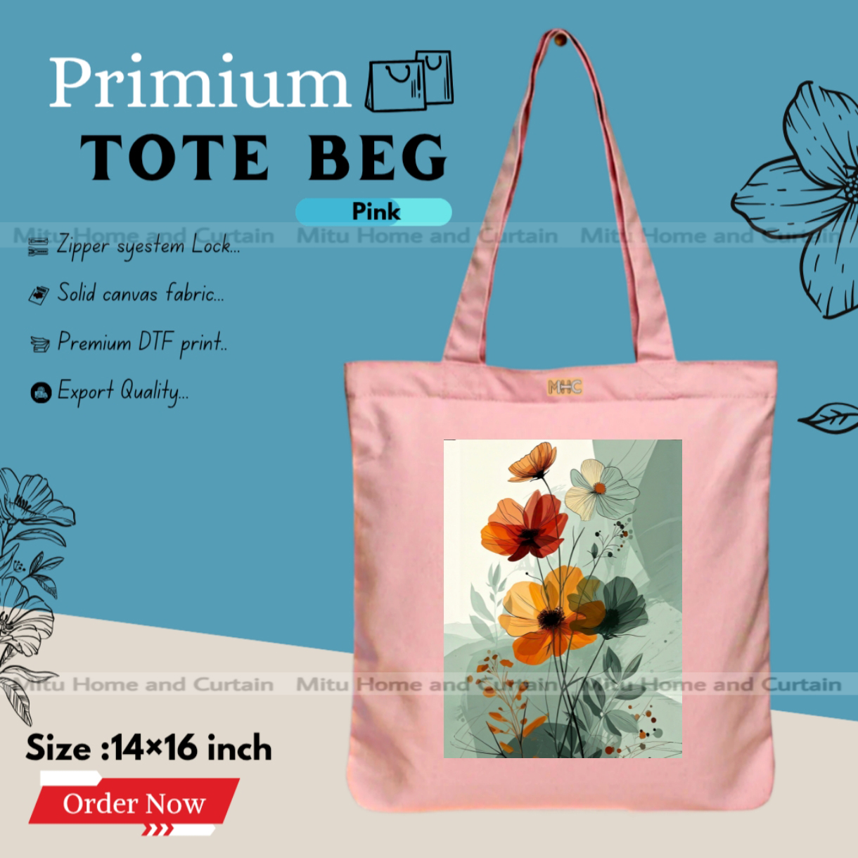 Buy Premium Tote Bag with Zipper Canvas Tote Bag for Women Trendy Shopping Bag / College Bag / University Bag Tote Bag, Canvas Bag with Zipper  at Best Price In Bangladesh