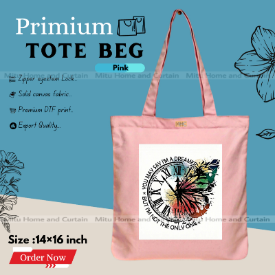 Buy Premium Tote Bag with Zipper Canvas Tote Bag for Women Trendy Shopping Bag / College Bag / University Bag Tote Bag, Canvas Bag with Zipper  at Best Price In Bangladesh