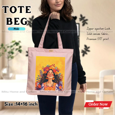 Buy Premium Tote Bag with Zipper Canvas Tote Bag for Women Trendy Shopping Bag / College Bag / University Bag Tote Bag, Canvas Bag with Zipper  at Best Price In Bangladesh