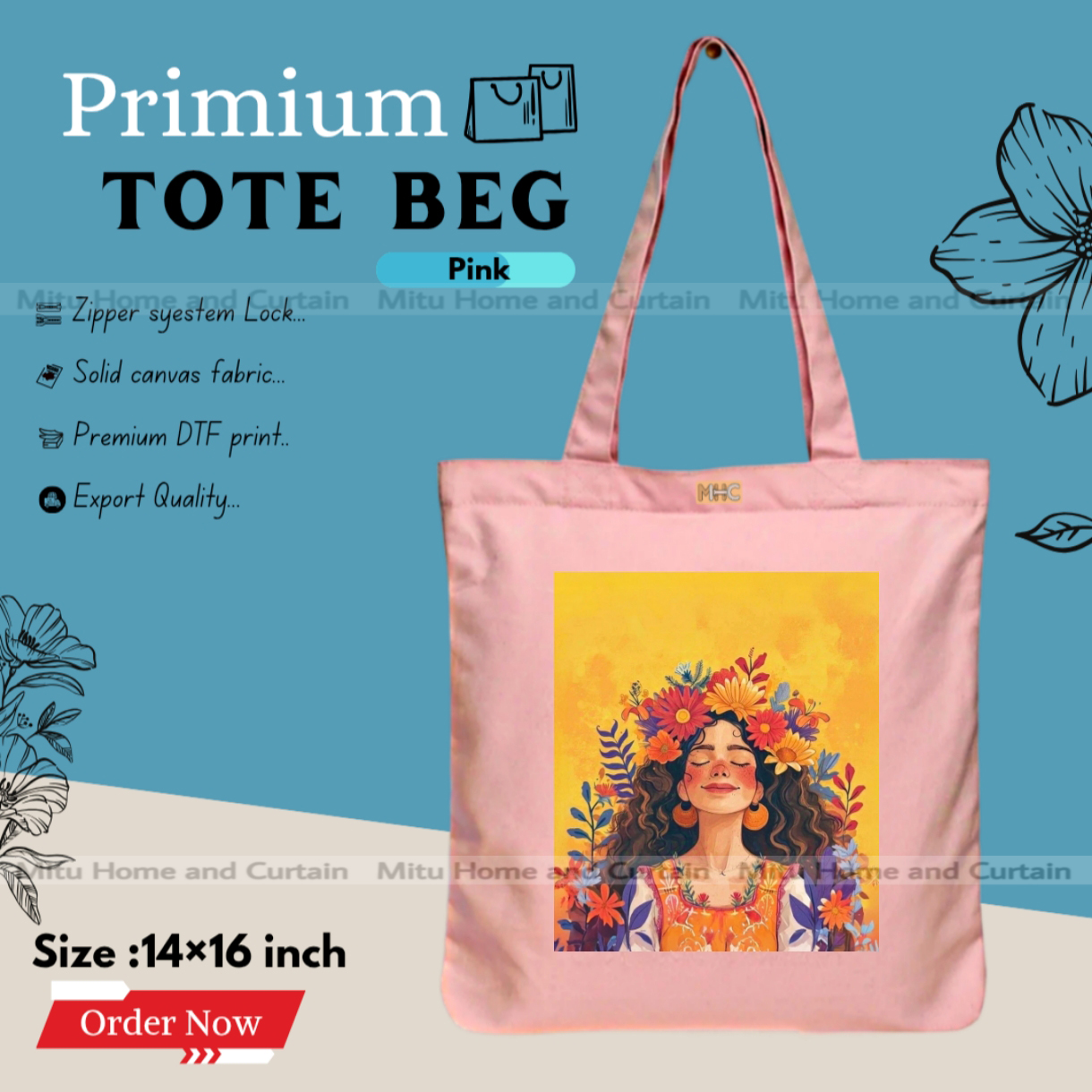 Buy Premium Tote Bag with Zipper Canvas Tote Bag for Women Trendy Shopping Bag / College Bag / University Bag Tote Bag, Canvas Bag with Zipper  at Best Price In Bangladesh