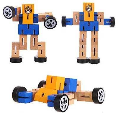 Picture of Transformer Robot Twister wooden Cube Toy - multicolor