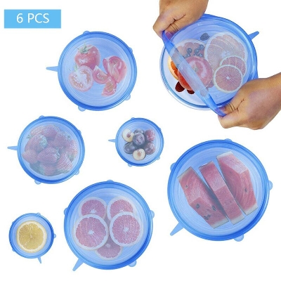 Picture of Kitchen Reusable Silicone Stretch Seal Lid Preservation Vacuum Food Storage Bowl Cover 6 Pcs Set