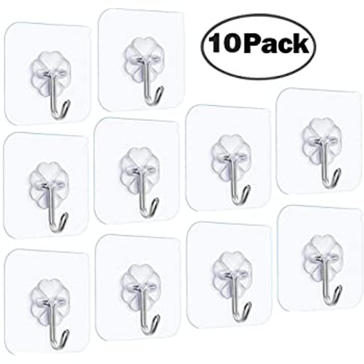 Picture of (10 pis) Transparent Self Adhesive Bathroom Kitchen Door Wall Hooks